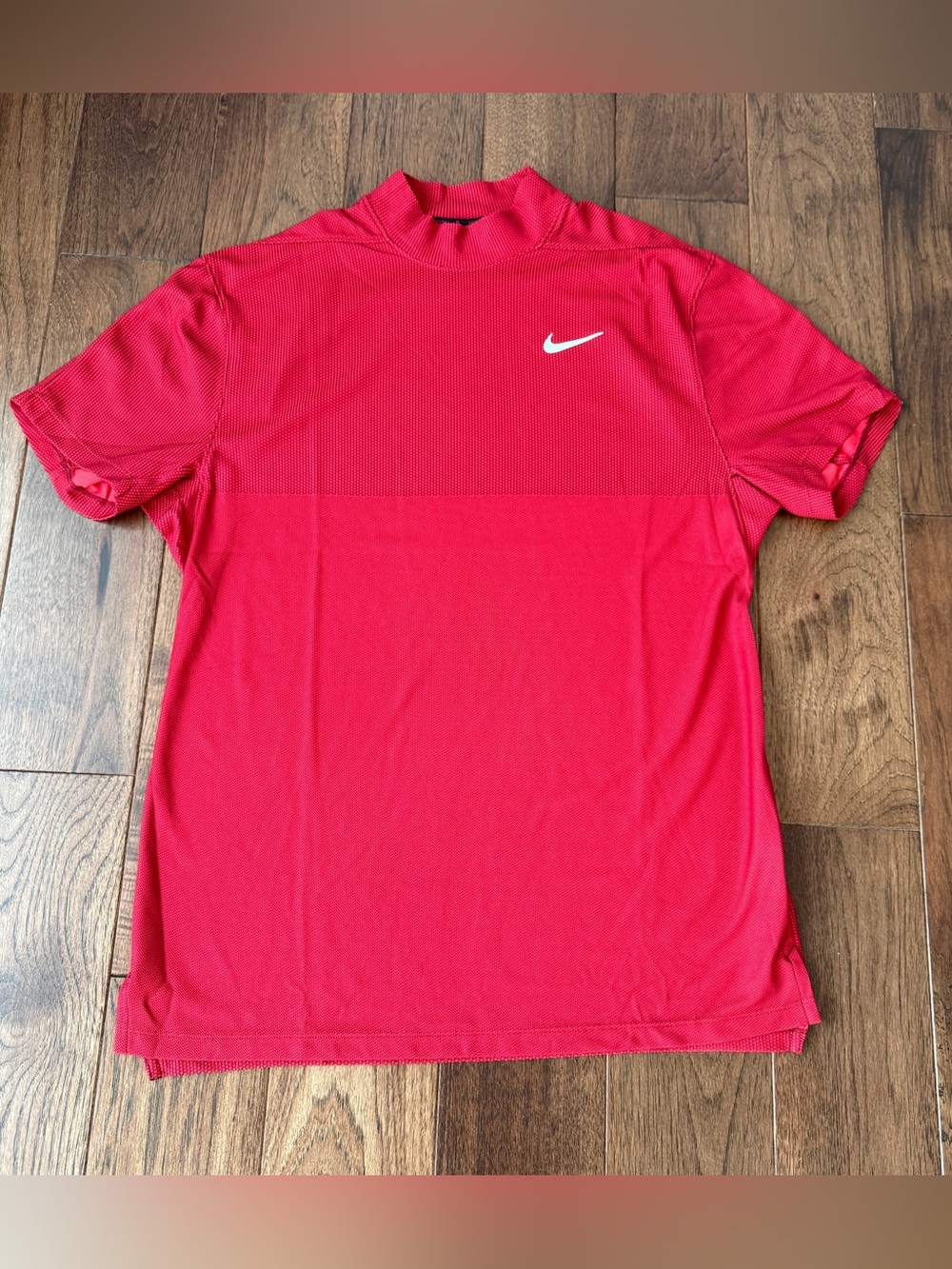 Nike Tiger Woods Collection Golf Shirt Red Mock Neck Dri Fit Performance Top Med